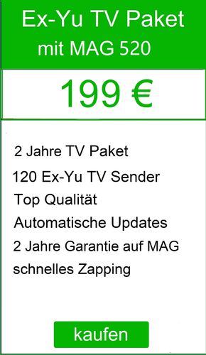 MAG 540+ ExYu TV Paket + 2 Jahre frei