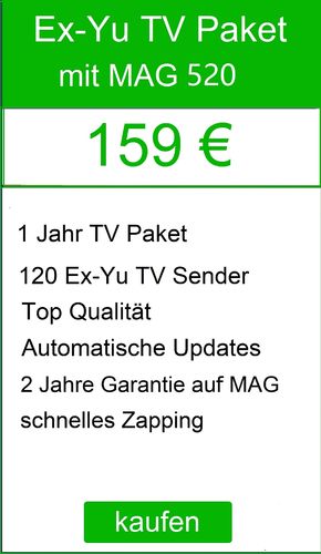 MAG 520+ ExYu TV Paket + 1 Jahr frei