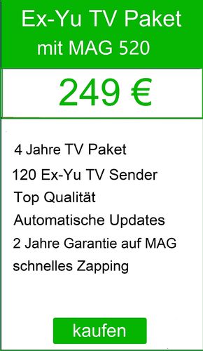 MAG 520+ ExYu TV Paket + 4 Jahre frei
