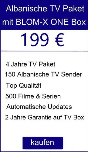 BLOM-X ONE TV Box + Albanische Paket - 4 Jahre frei