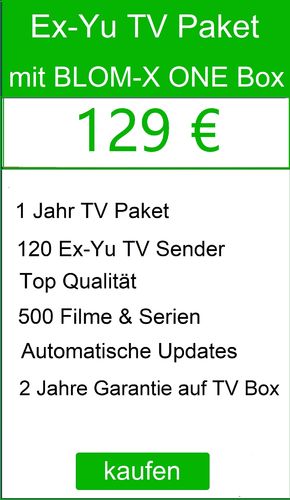 BLOM-X ONE TV Box + ExYu TV Paket + 1 Jahr frei