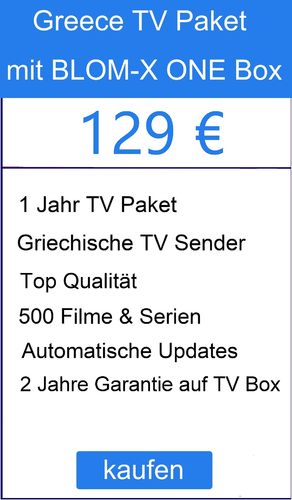 BLOM-X ONE TV Box+ Greece TV Paket + 1 Jahr frei